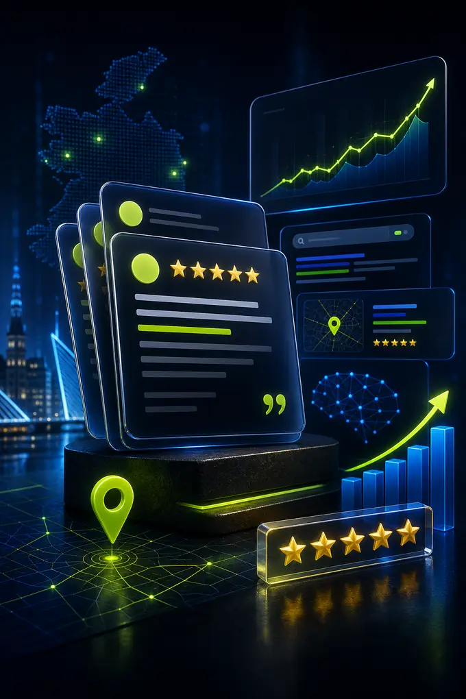 Generated Webjuice reviews, local SEO, and AI search visual